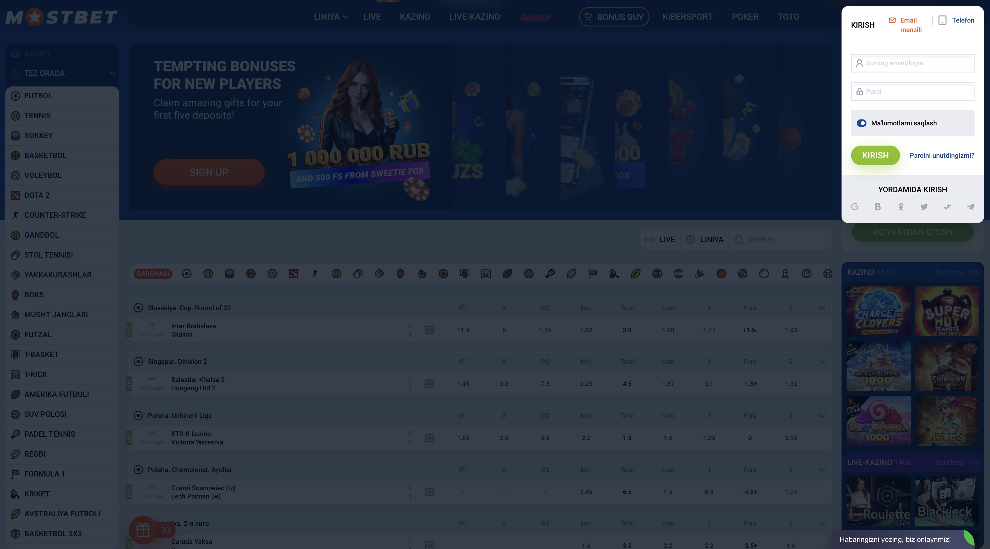 Tizimga qanday kirish